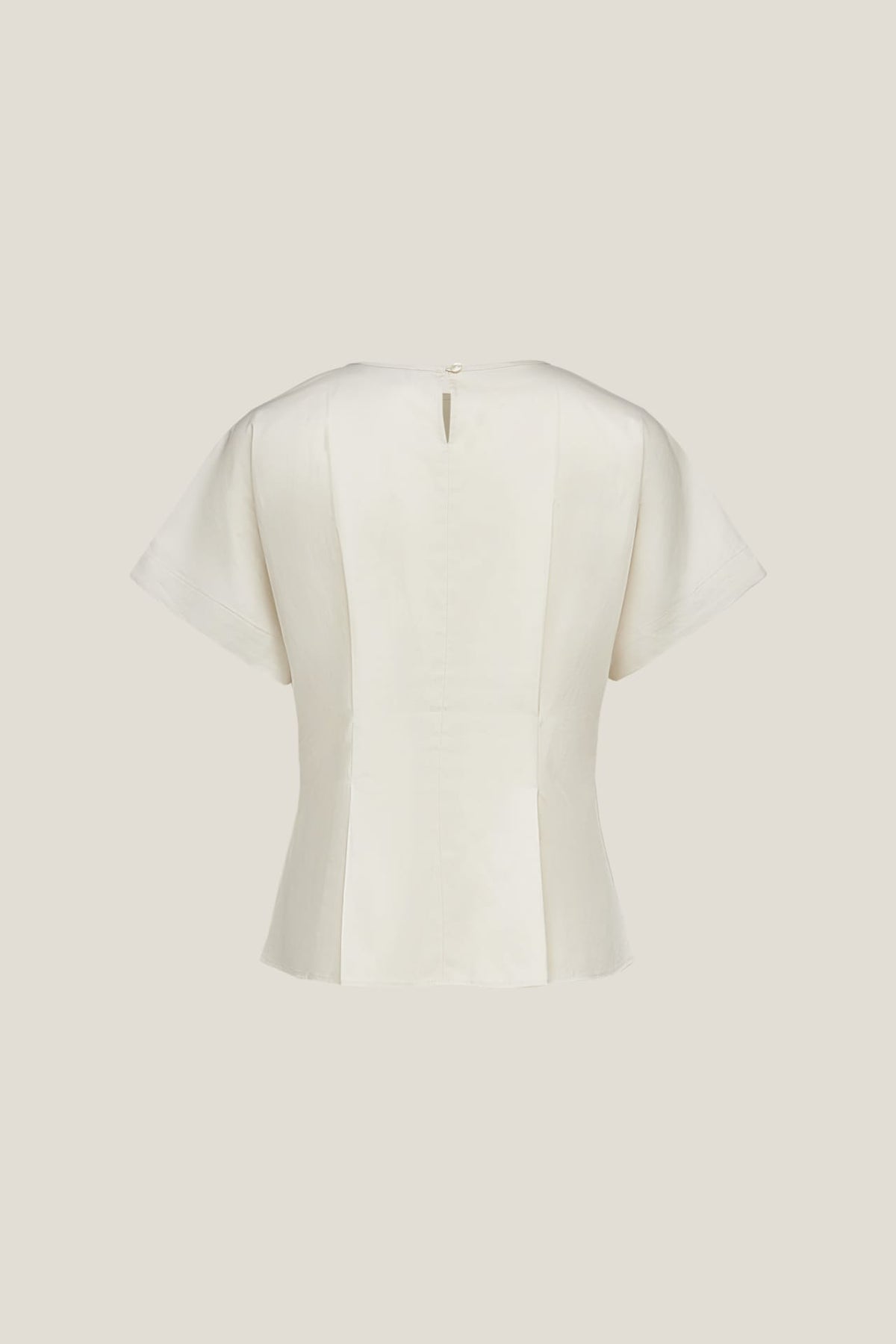 G2000 - Blouses - Pleated Cotton Poplin Stretch Round Neck Regular Fit Short Sleeve Shirt With Self Fabric Tie