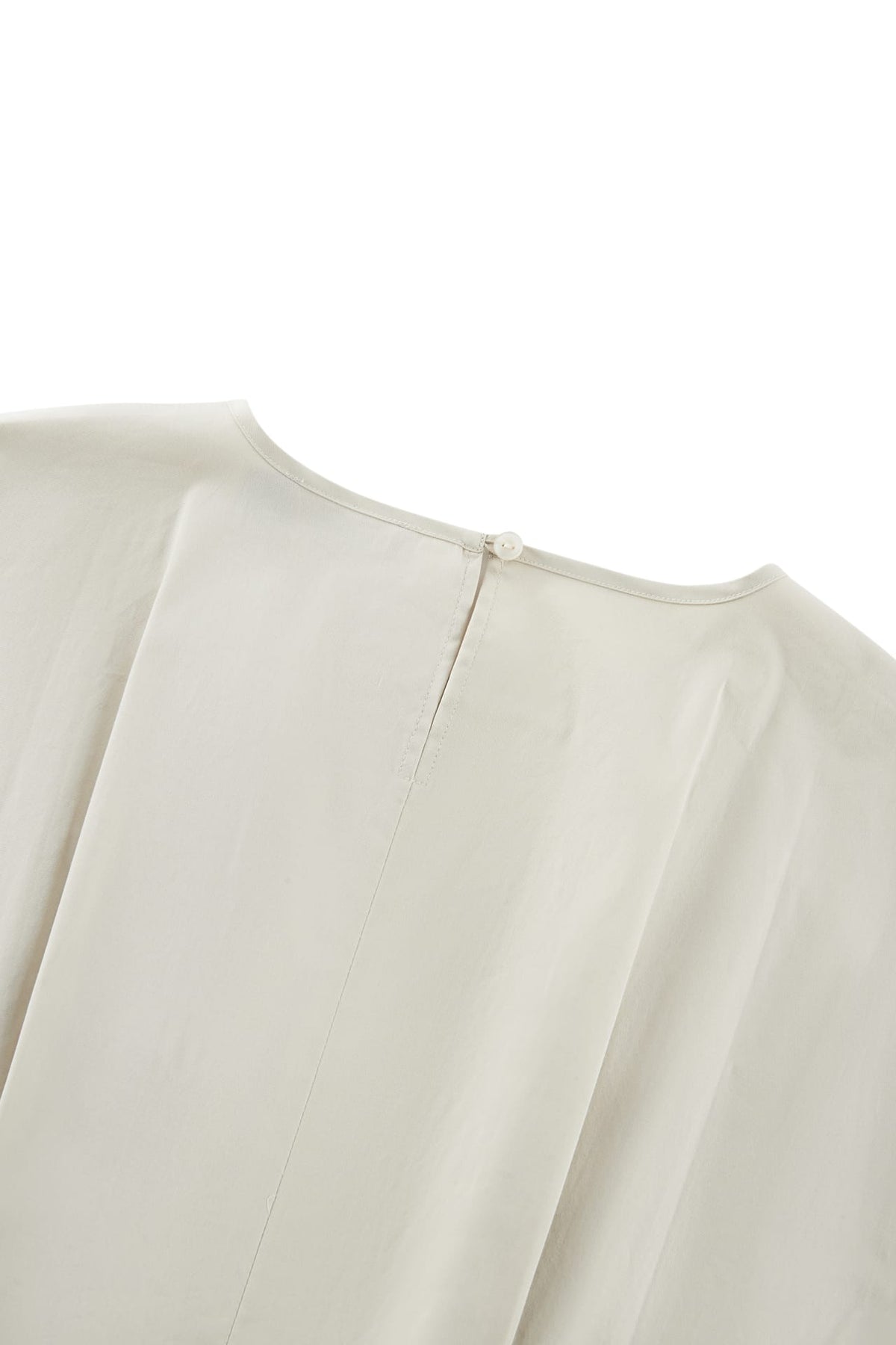 G2000 - Blouses - Pleated Cotton Poplin Stretch Round Neck Regular Fit Short Sleeve Shirt With Self Fabric Tie
