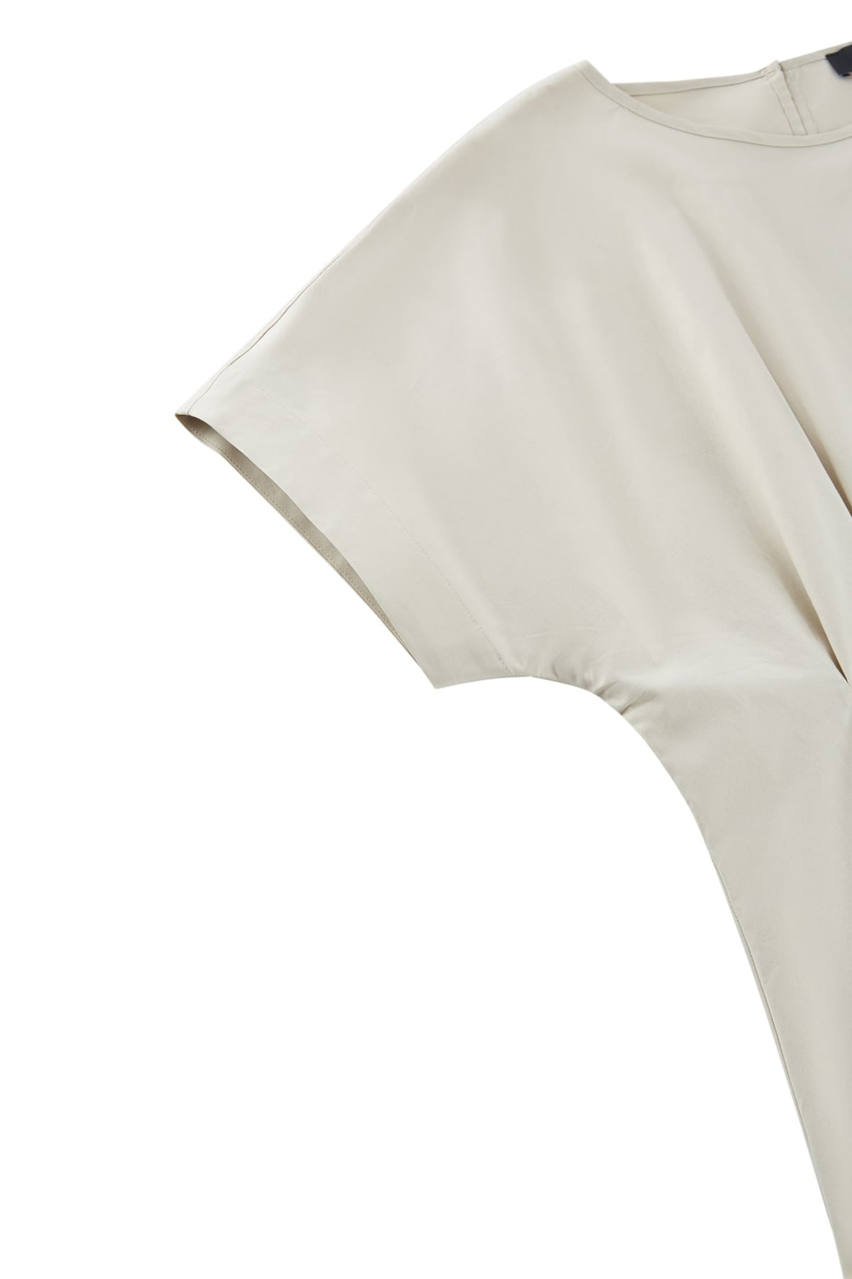 G2000 - Blouses - Pleated Cotton Poplin Stretch Round Neck Regular Fit Short Sleeve Shirt With Self Fabric Tie