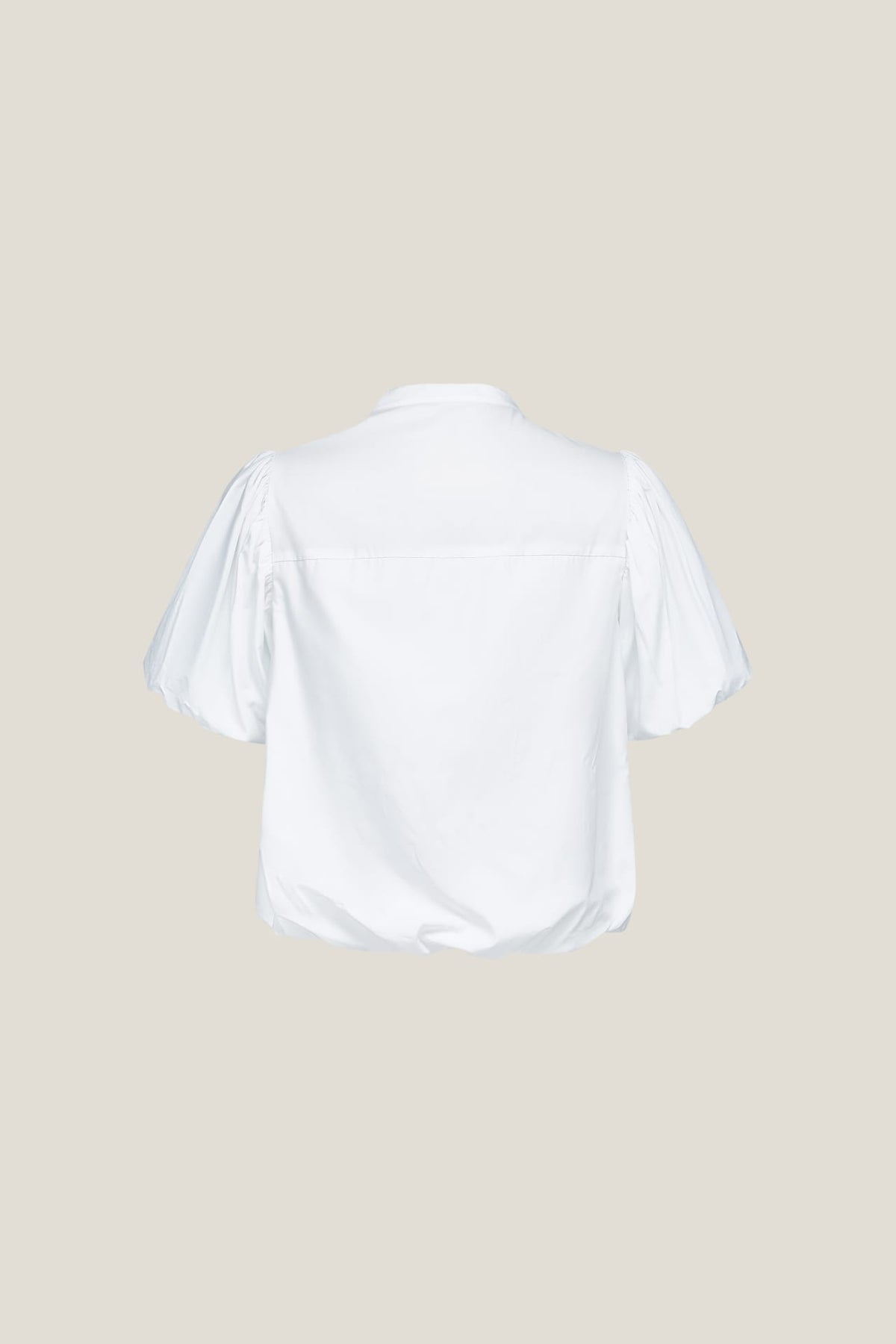 G2000 Blouses Cotton Poplin Stand Collar Regular Fit Smocked Puff Short Sleeve Shirt