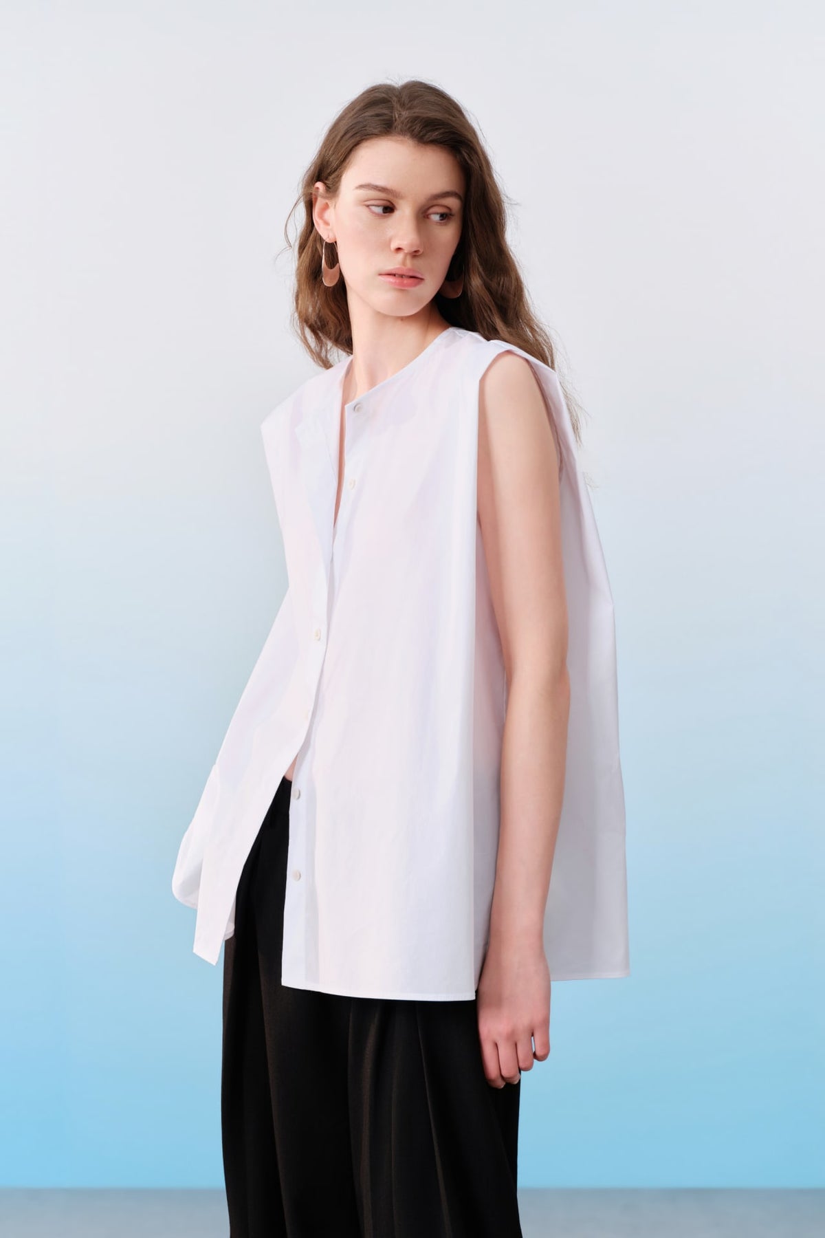 G2000 - Blouses - Folded Side Panel Round Neck Short Sleeve Shirt