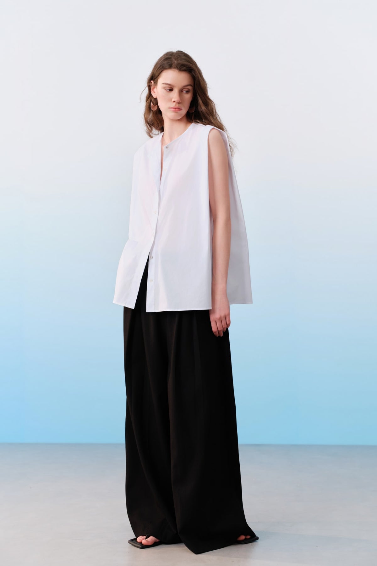 G2000 - Blouses - Folded Side Panel Round Neck Short Sleeve Shirt