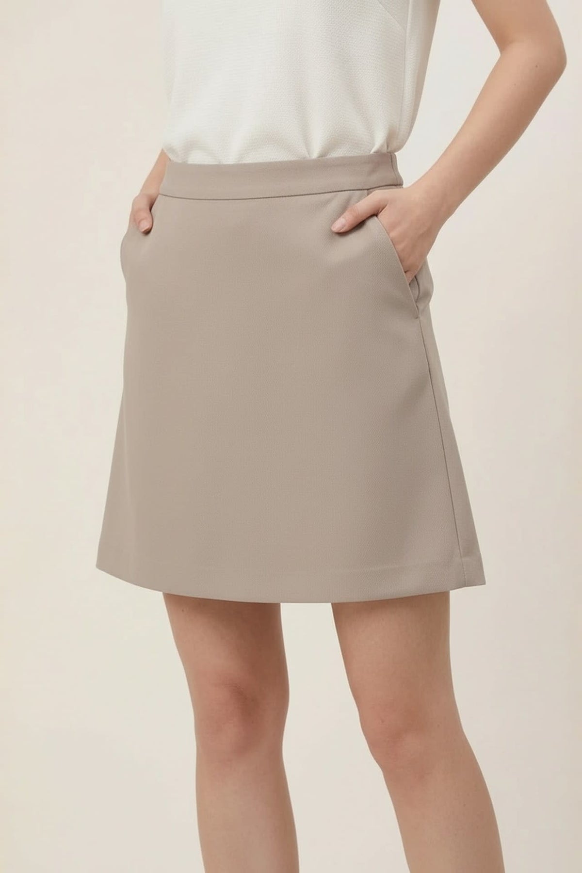 G2000 Skirts Elastic Waist Cool Touch Cavalry Twill A-Line Suit Skirt Khaki A Shape