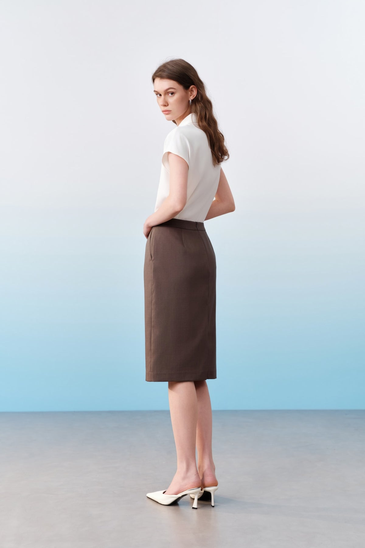 G2000 Skirts Three-Proof Finish Twill H-Shape Suit Skirt With Belt