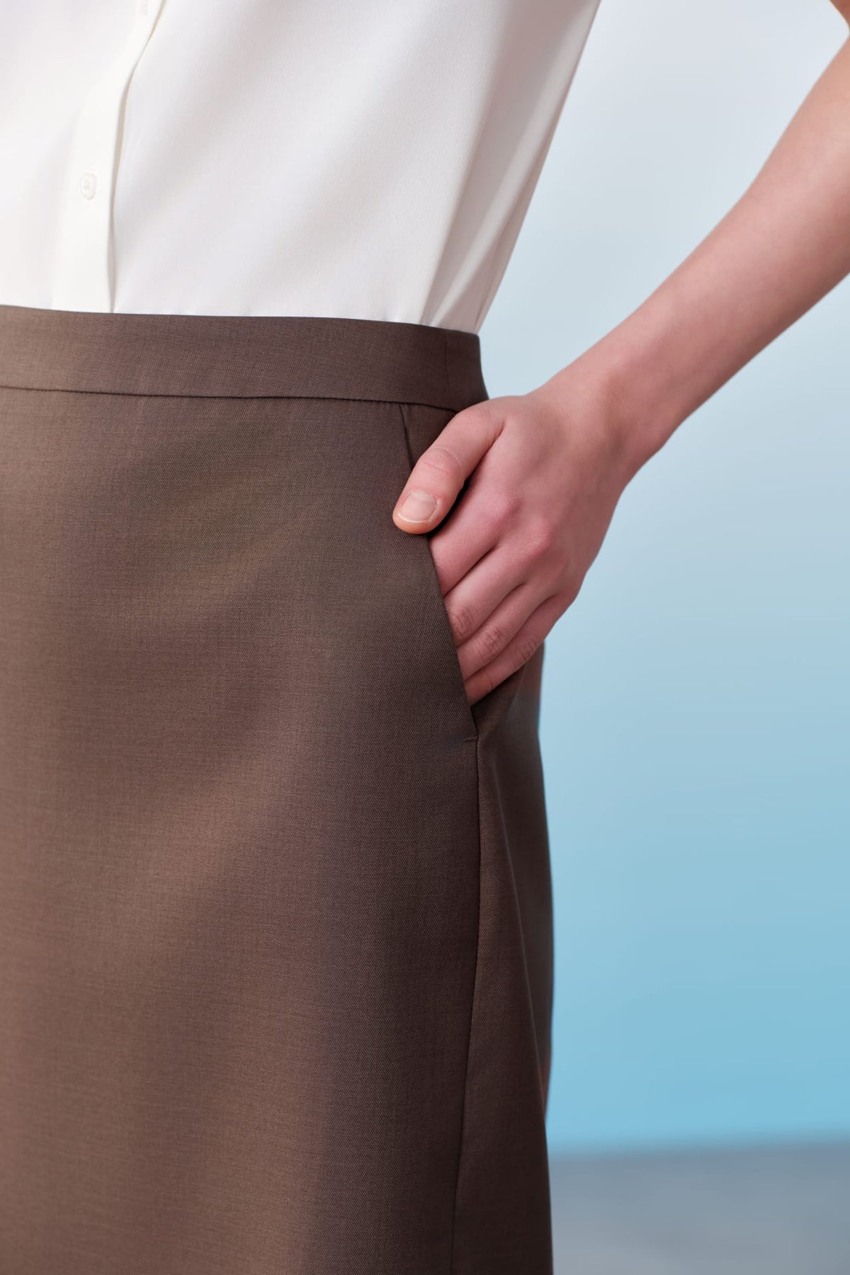 G2000 Skirts Three-Proof Finish Twill H-Shape Suit Skirt With Belt