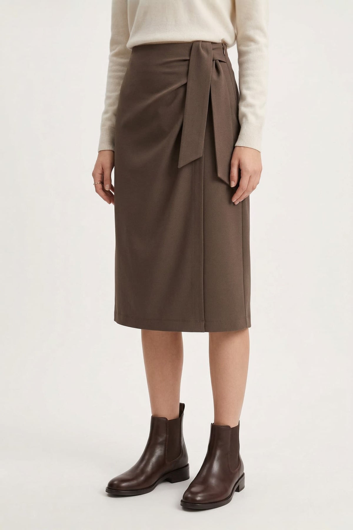 G2000 Skirts Anti UV Poly Crepe Knit A-Line Skirt Mocha A Shape