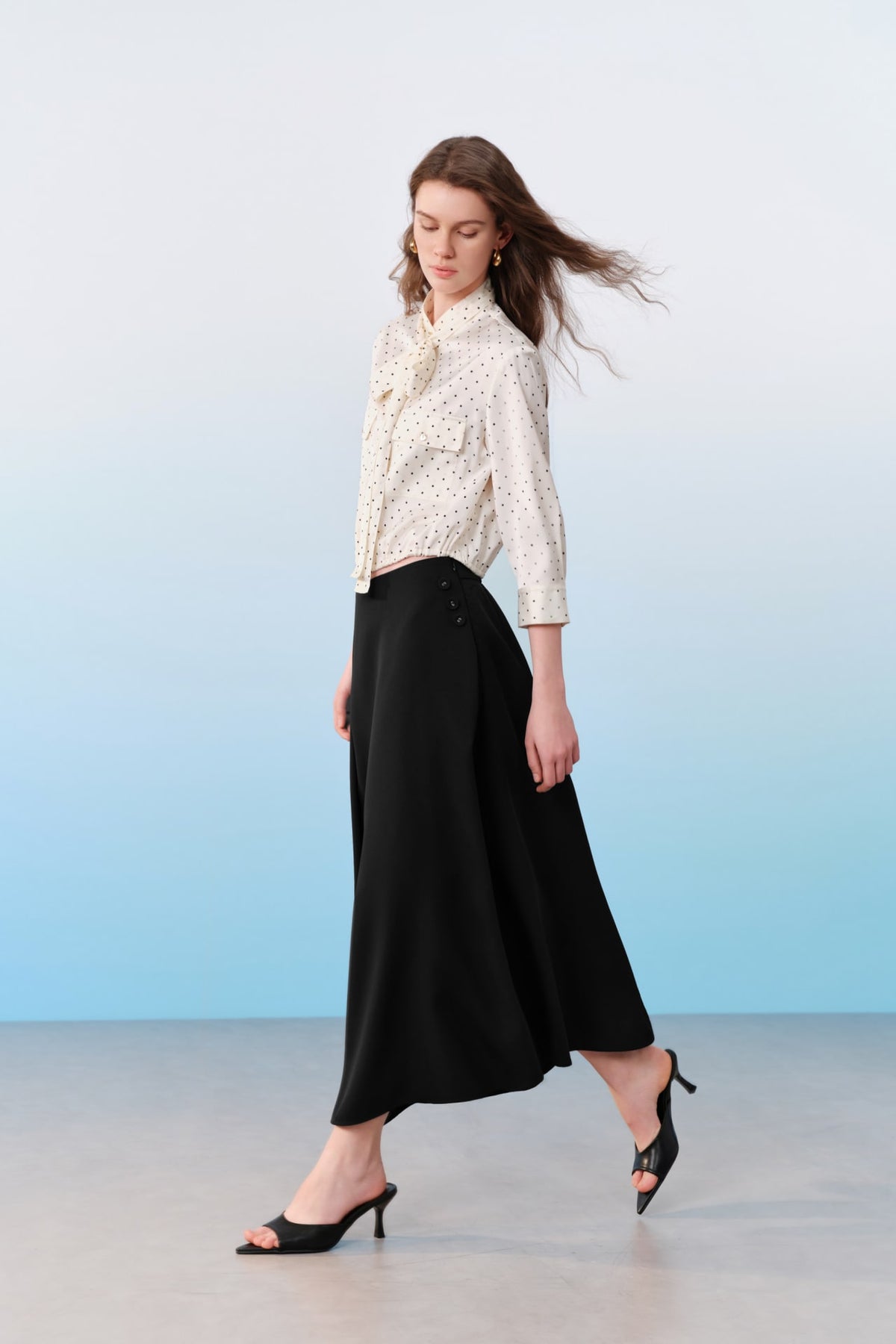 G2000 Skirts Multi-Way Stretch Poly Crepe Long Flare Skirt