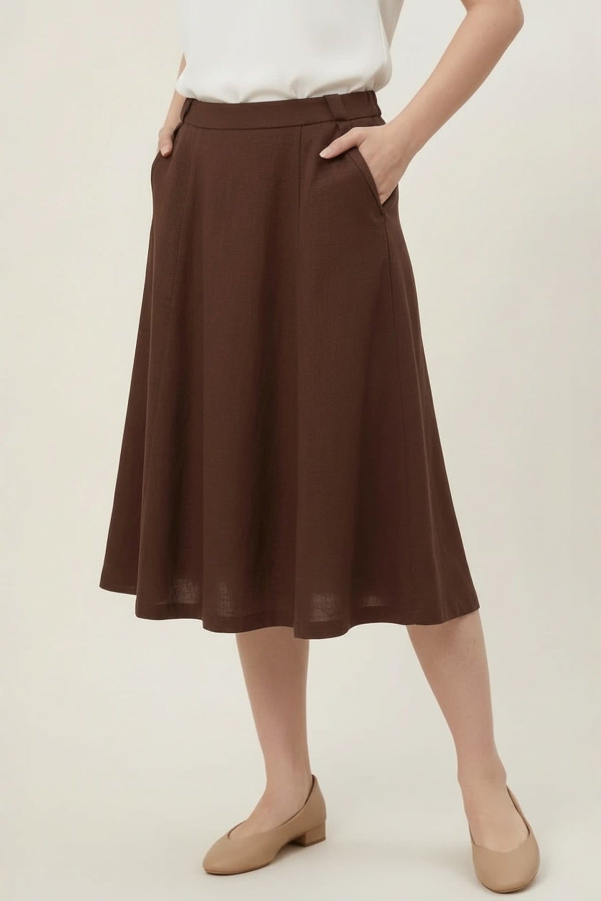 G2000 Skirts Dobby Long Flare Skirt Mocha Flare