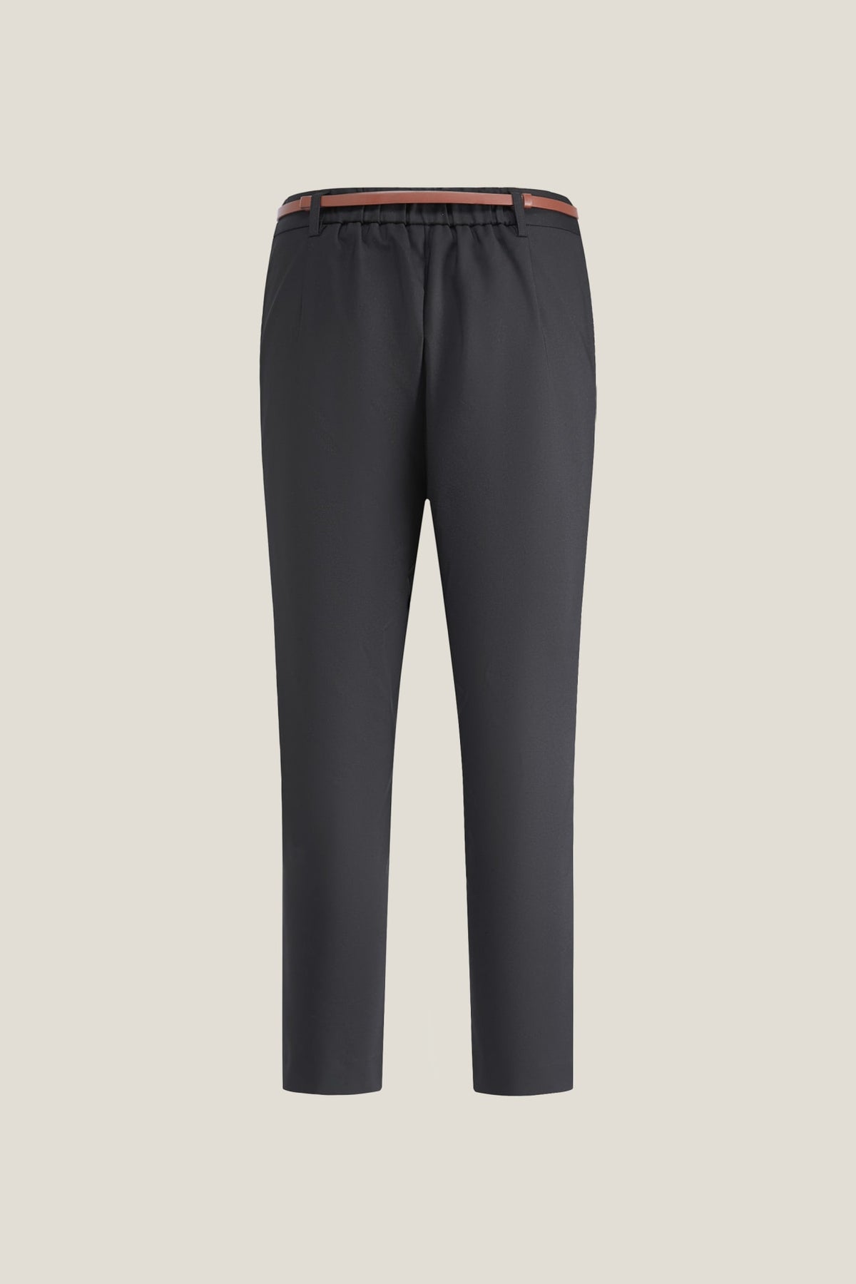 G2000 - Pants - Elastic Waist Belted Capri Cigarette Casual Pants