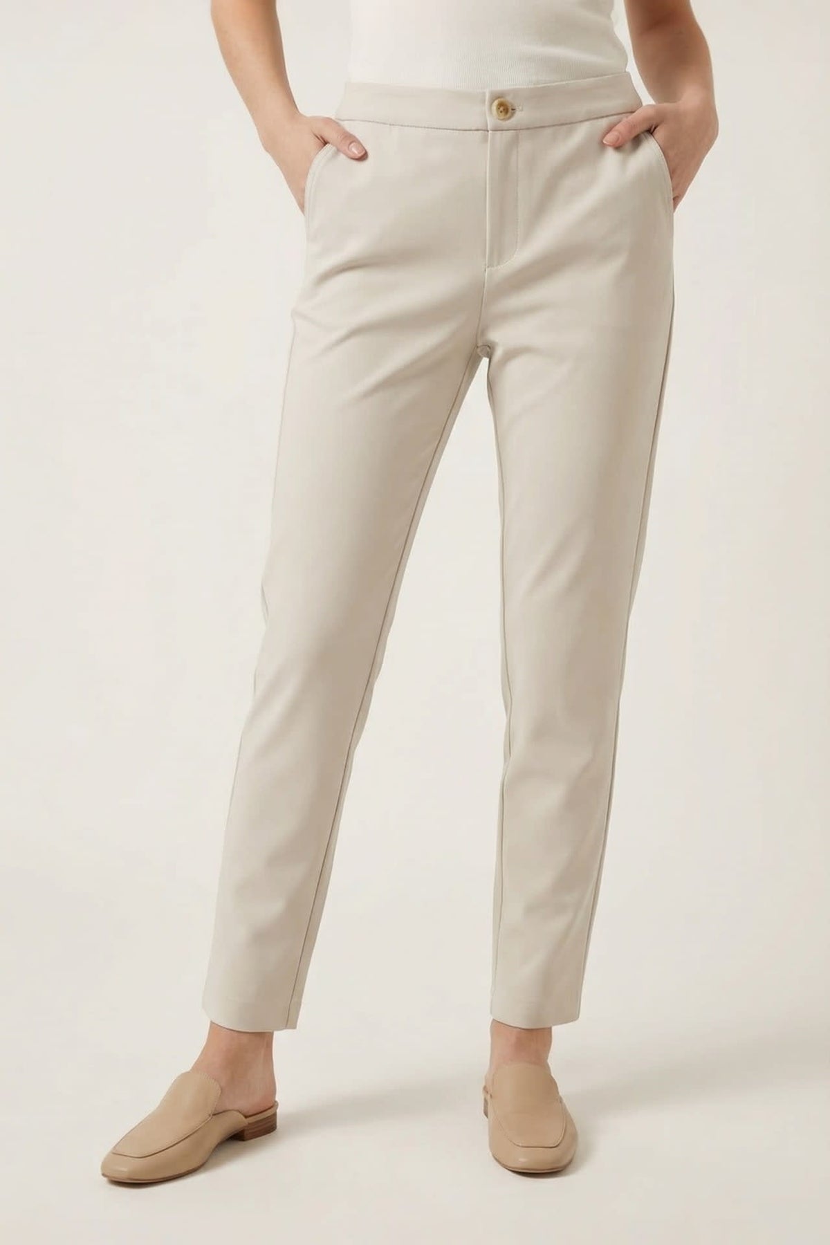 G2000 Pants Cropped Skinny Casual Pants With Belt Chateau Gray Skinny