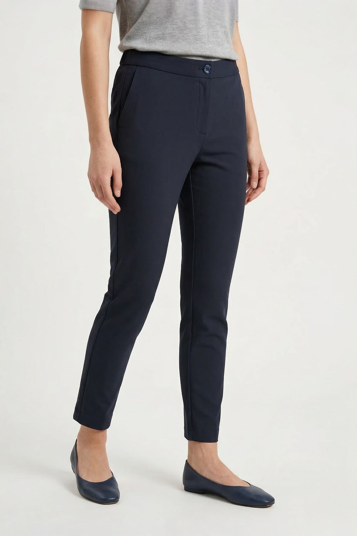 G2000 Pants Cropped Skinny Casual Pants With Belt Dark Navy Skinny