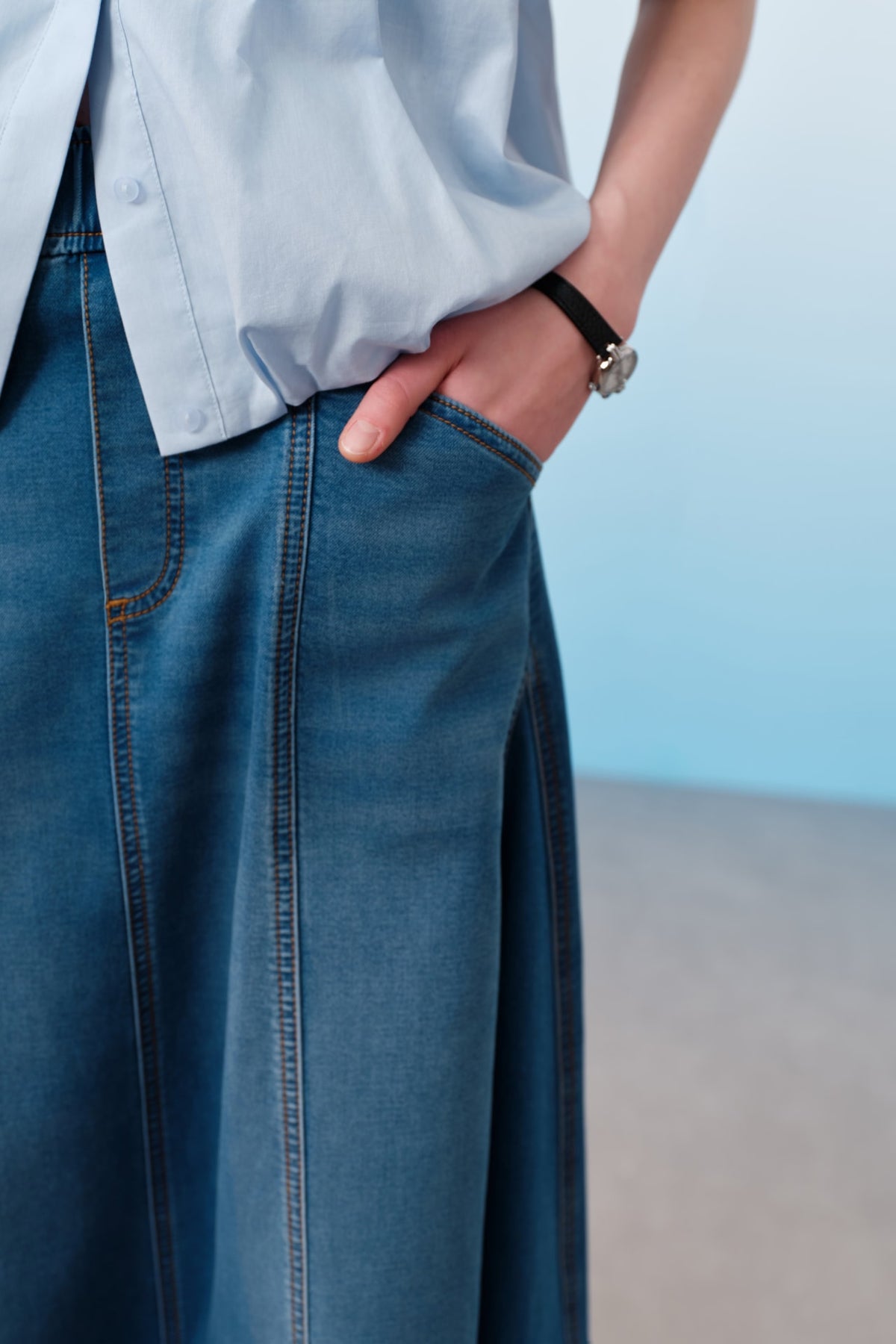 G2000 - Skirts - Cotton Poly Denim Twill Flare Skirt