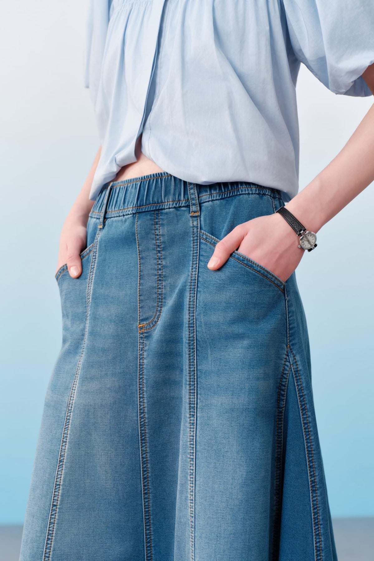 G2000 - Skirts - Cotton Poly Denim Twill Flare Skirt