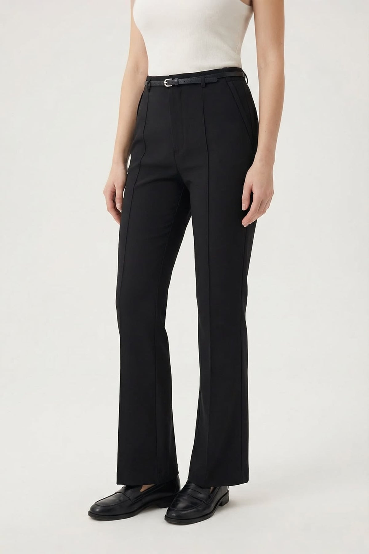 G2000 - Pants - Multi-Way Stretch Belted Slim Bootcut Pants With Belt - Slim Boot - Black