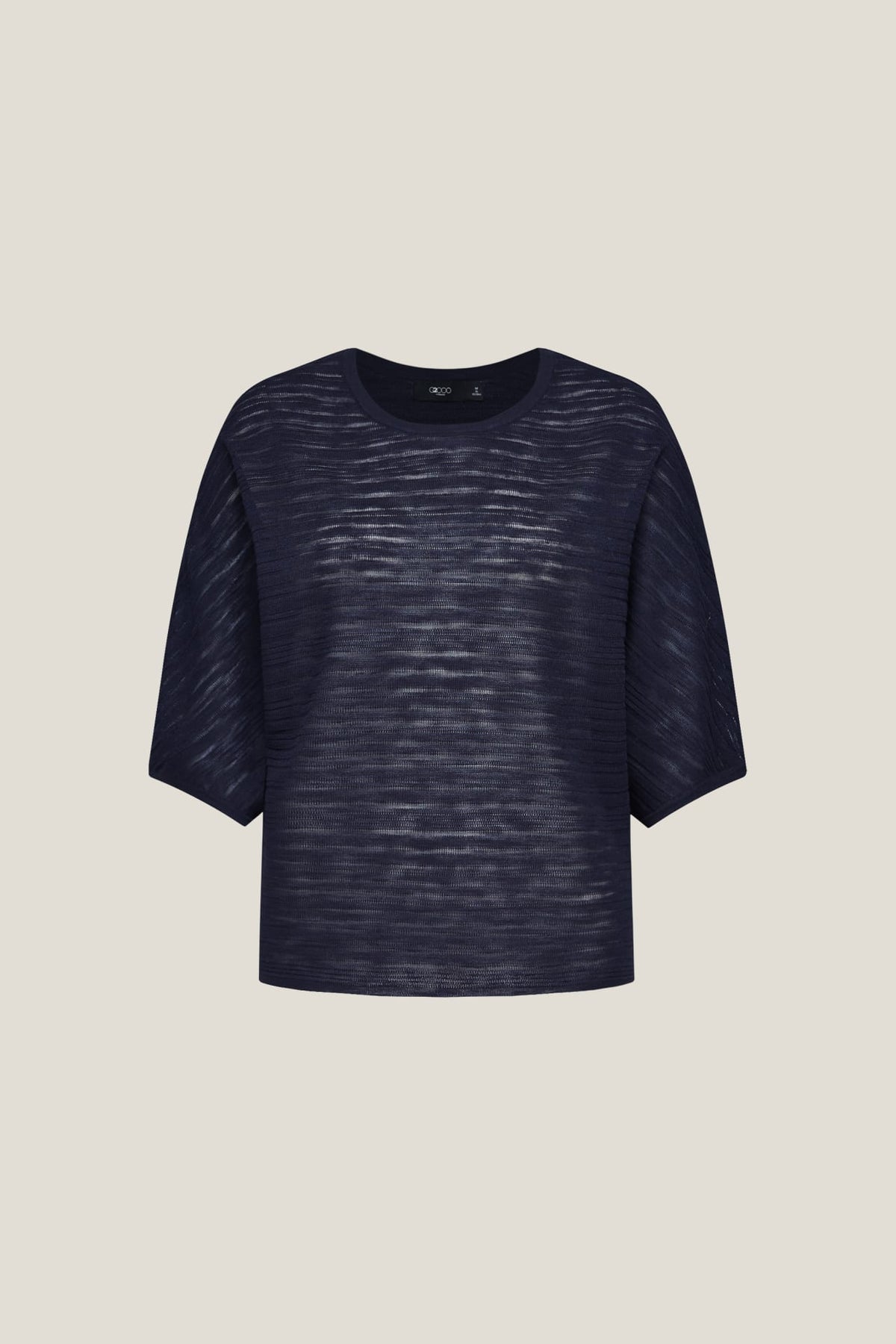 G2000 Sweaters Semi-Transparent Slub Yarn Stripe Round Neck Sweater With Belt