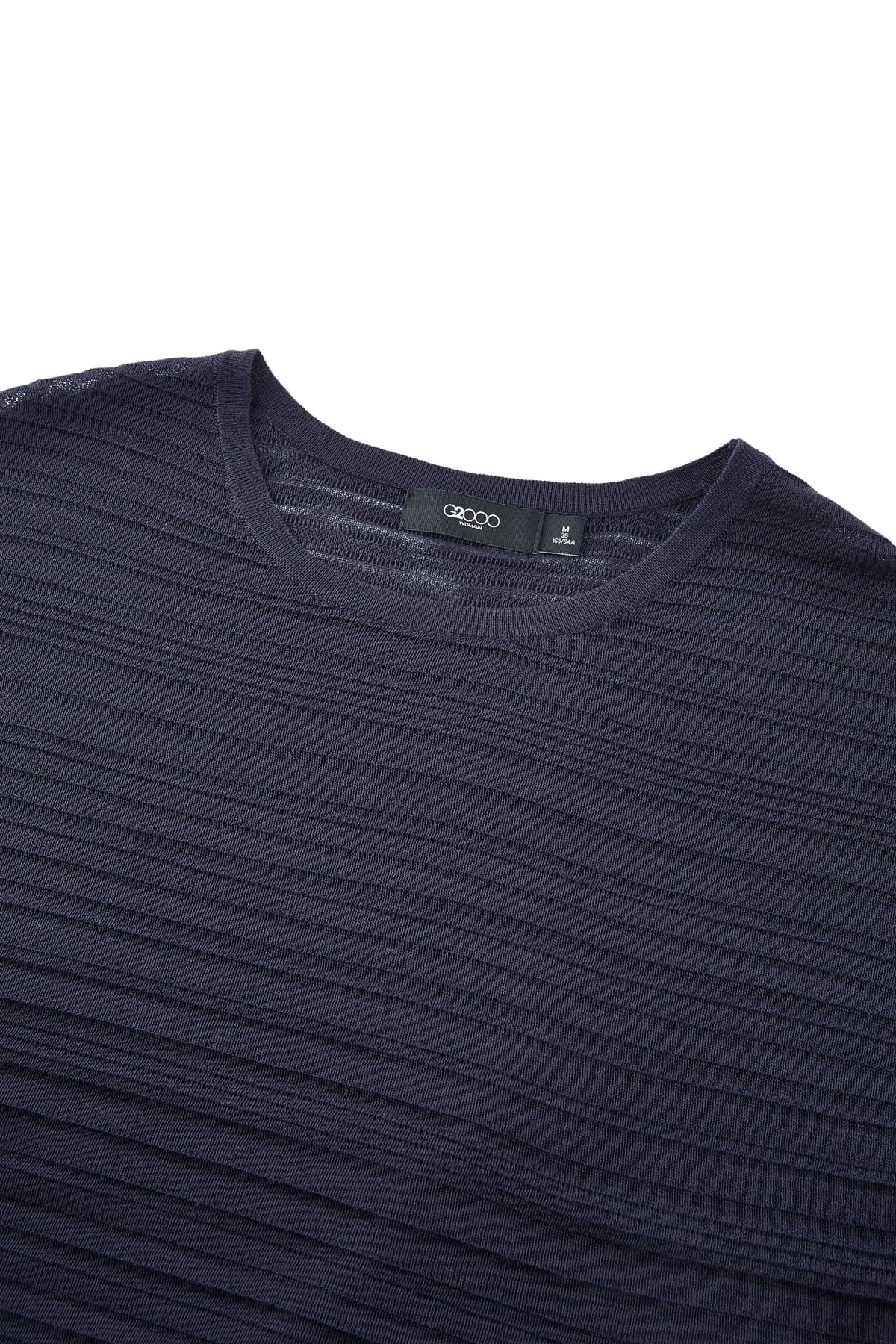 G2000 Sweaters Semi-Transparent Slub Yarn Stripe Round Neck Sweater With Belt