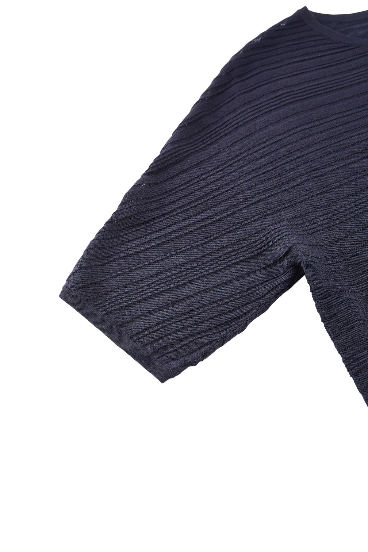 G2000 Sweaters Semi-Transparent Slub Yarn Stripe Round Neck Sweater With Belt
