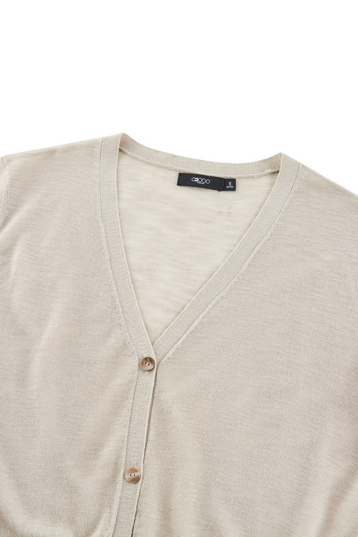 G2000 Cardigans Sheer V-Neck Slub Cardigan