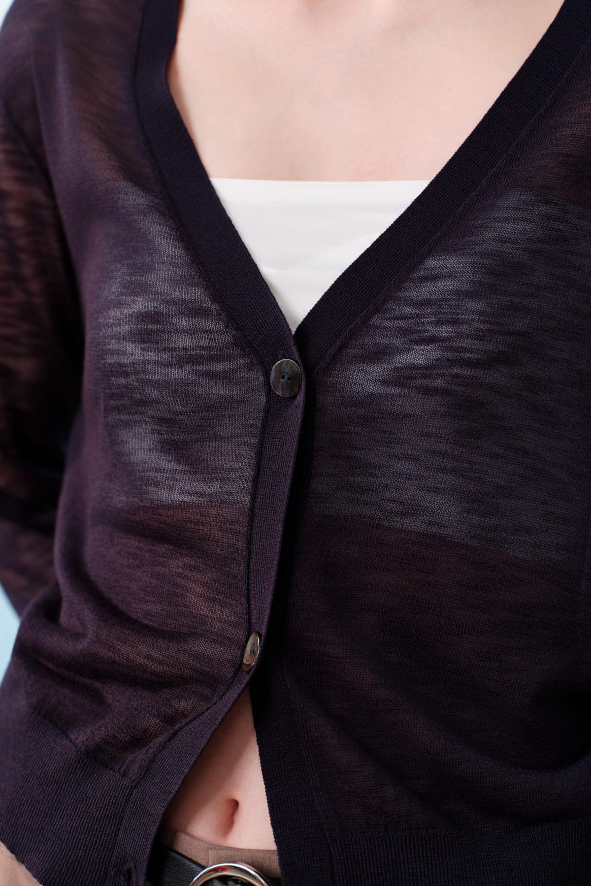 G2000 Cardigans Sheer V-Neck Slub Cardigan