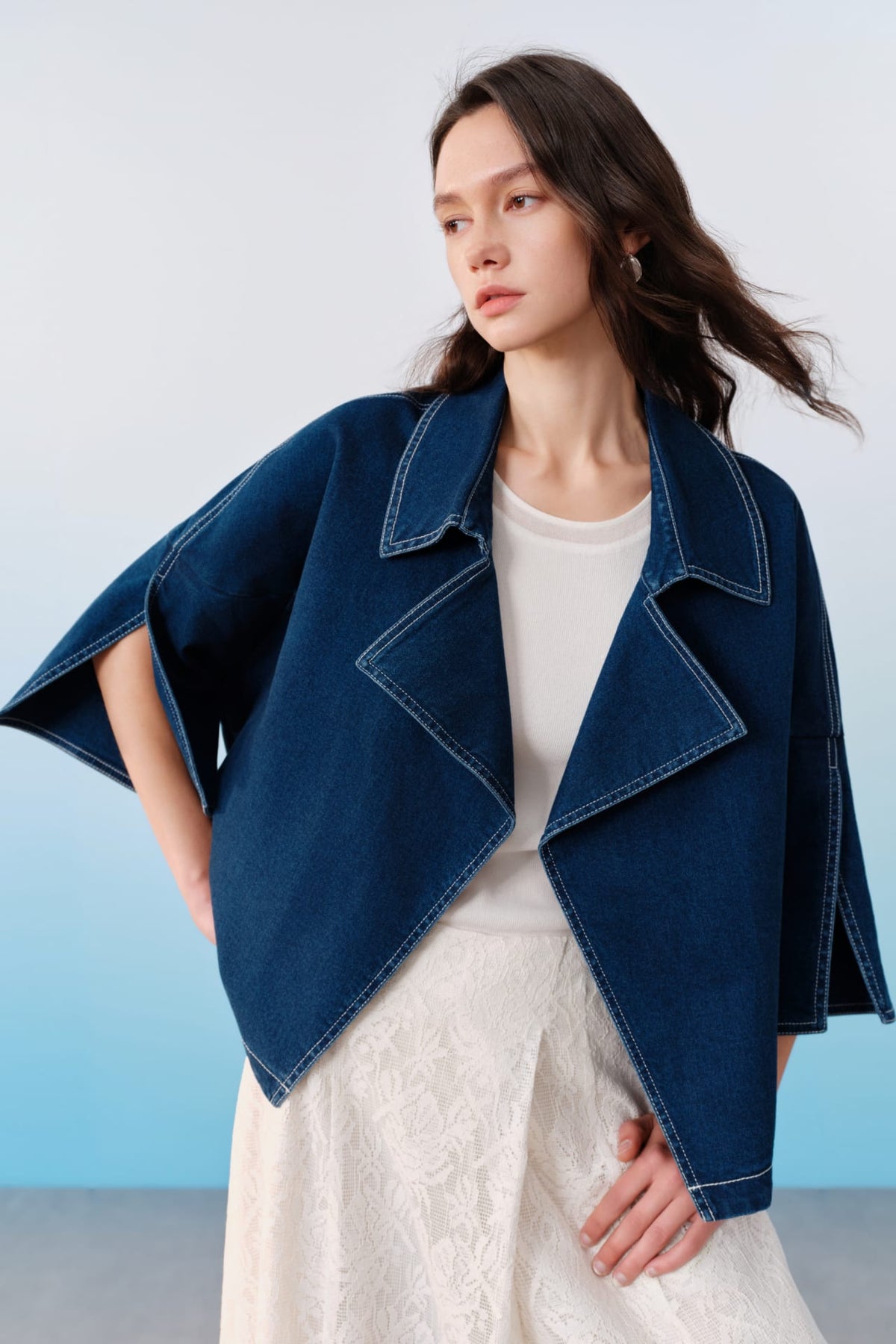 G2000 Coats & Jackets Trench Coat Collar Denim Jacket Voyage Blue No Fit