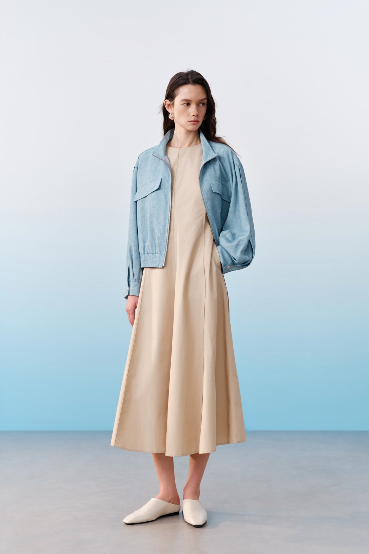 G2000 Coats & Jackets Denim Print Stand Collar Jacket