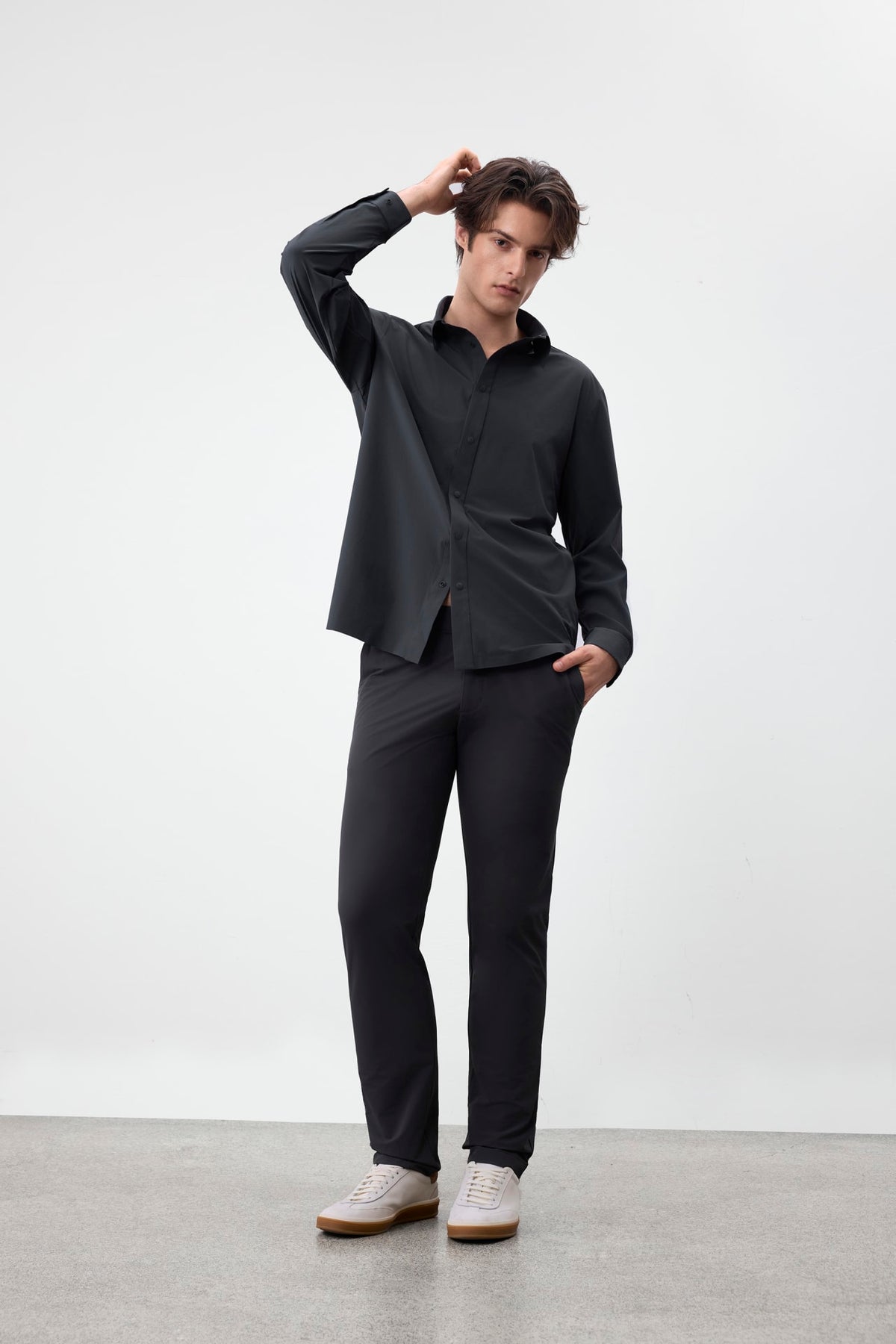 G2000 Shirts Three-Proof Finish Nylon Stretch Relax Fit Long Sleeve Casual Shirt