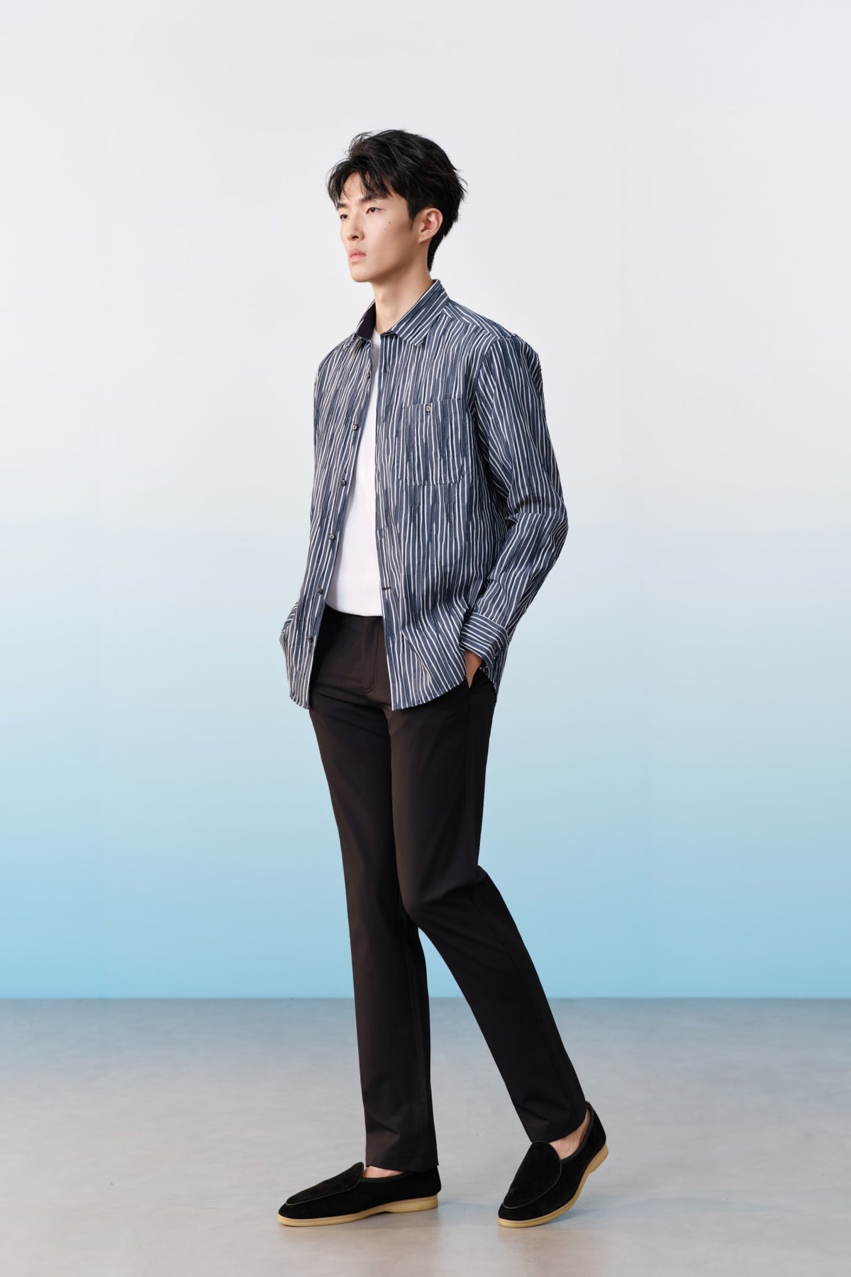 G2000 Shirts Cotton Blend Stretch Stripe Comfort Fit Long Sleeve Casual Shirt