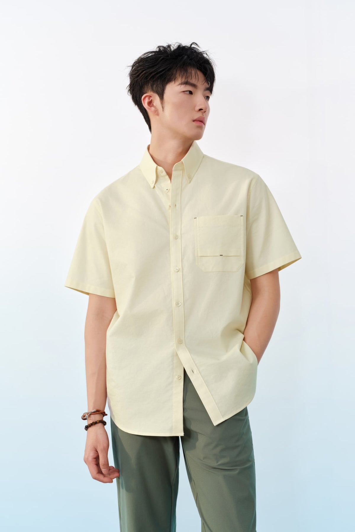 G2000 - Shirts - Wrinkle Free Cotton Oxford Relax Fit Short Sleeve Casual Shirt - Vanilla - Relaxed