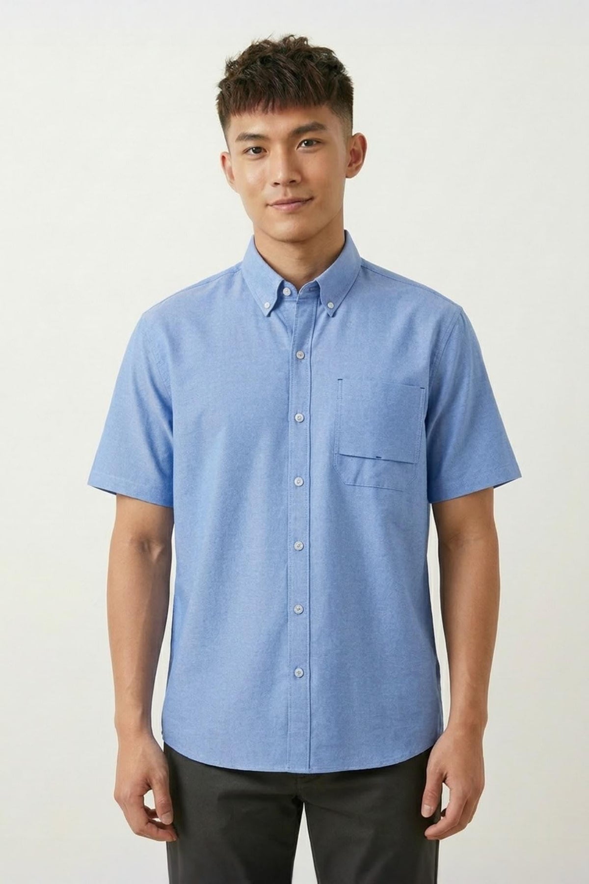G2000 Shirts Winkle Free Cotton Oxford Relax Fit Short Sleeve Casual Shirt Nautical Blue Relaxed
