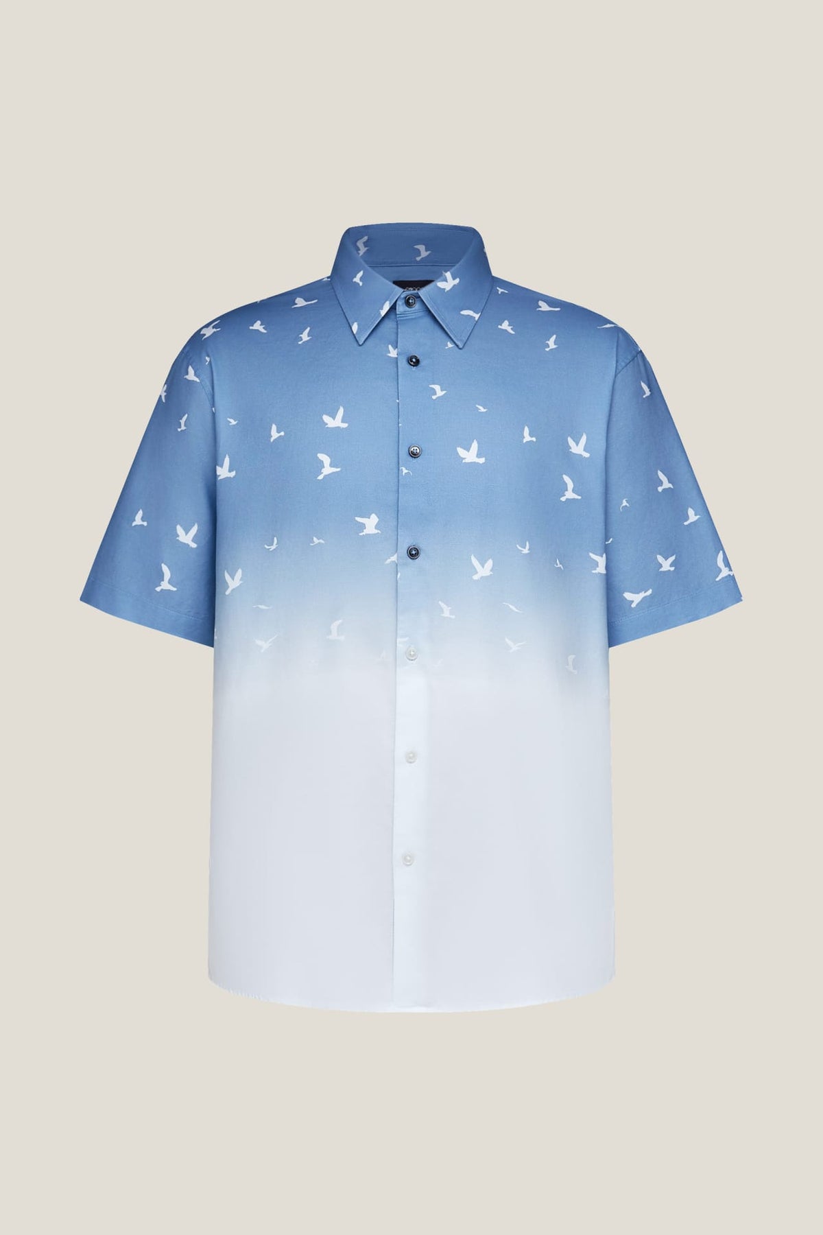 G2000 Shirts Winkle Free Cotton Oxford Birdy Gradient Print Relax Fit Short Sleeve Casual Shirt Riviera Relaxed