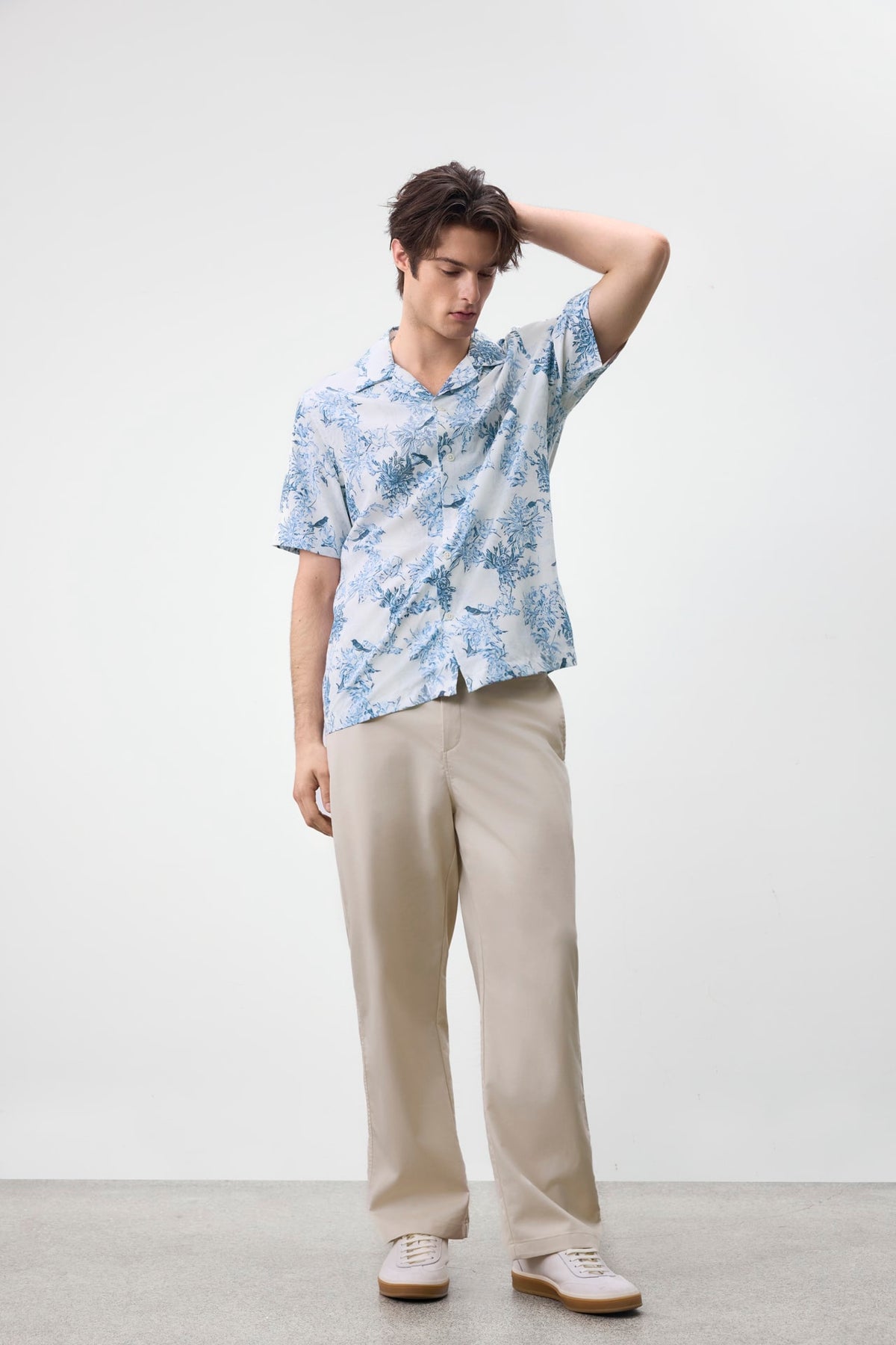 G2000 Shirts Modal Blend Botanical Print Relax Fit Short Sleeve Casual Shirt