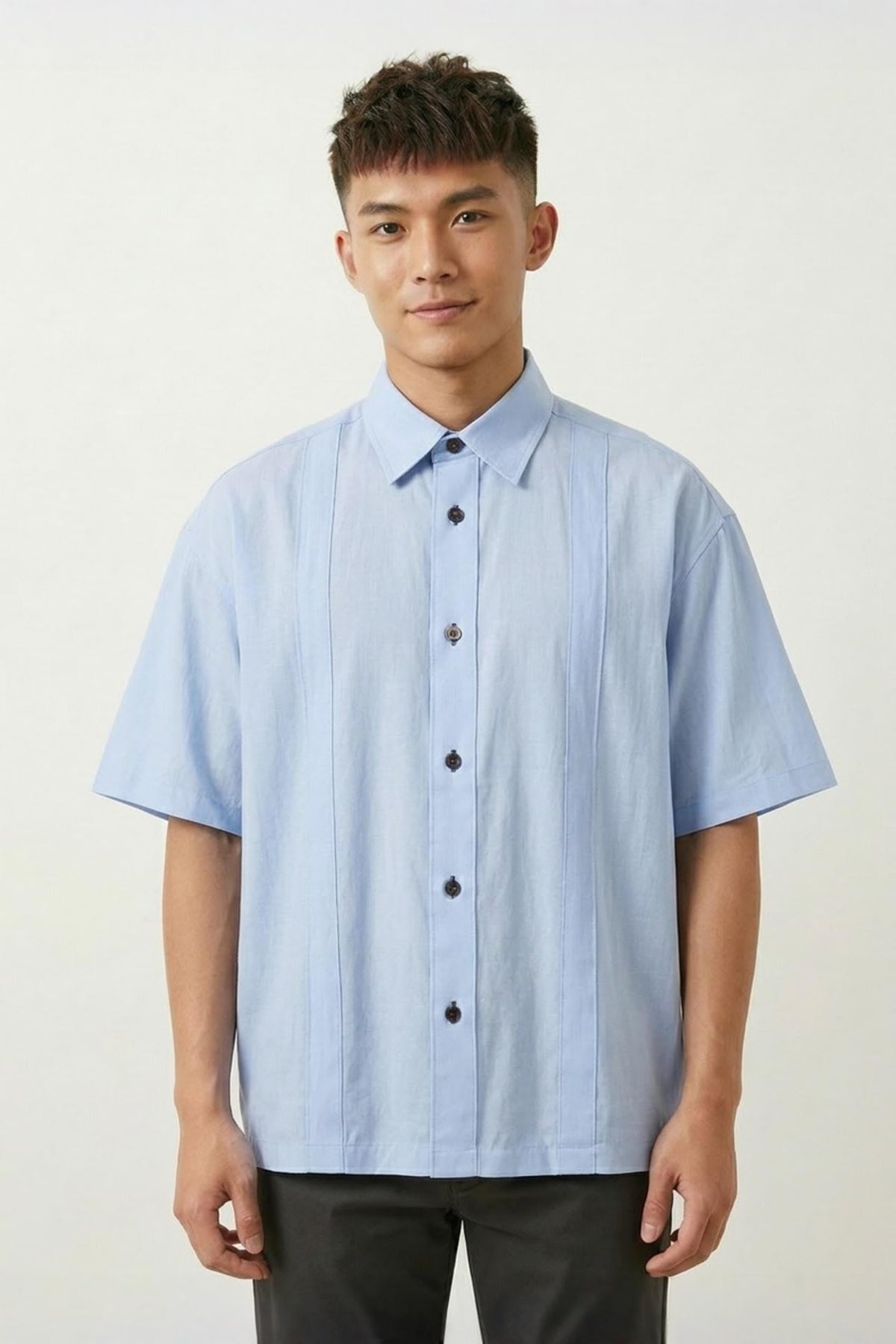 G2000 Shirts Lyocell Blend Oversize Short Sleeve Casual Shirt Crystal Blue Oversized