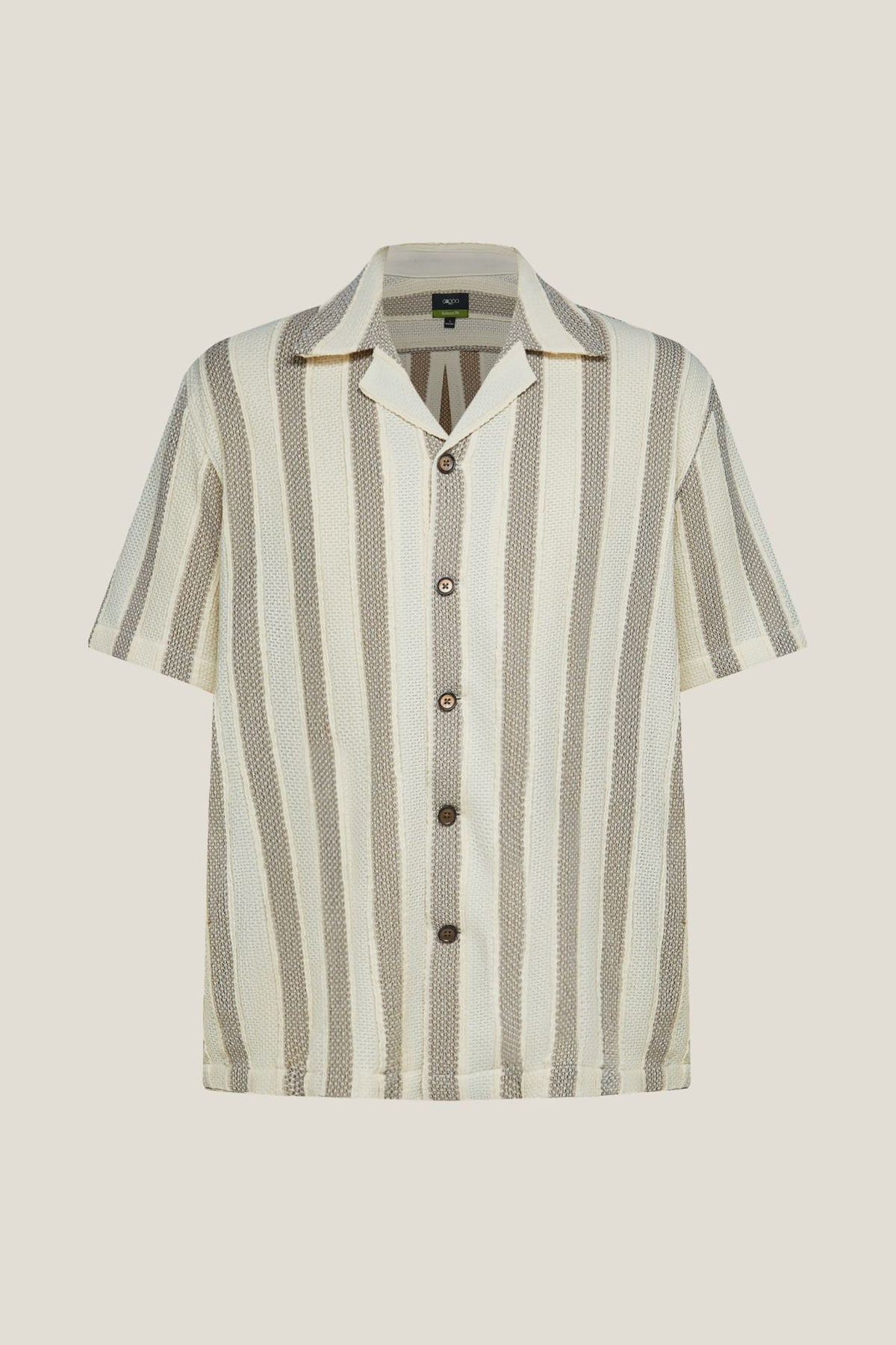 G2000 Shirts Poly Knit Stripe Crochet Relax Fit Short Sleeve Casual Shirt Frozen Dew Relaxed