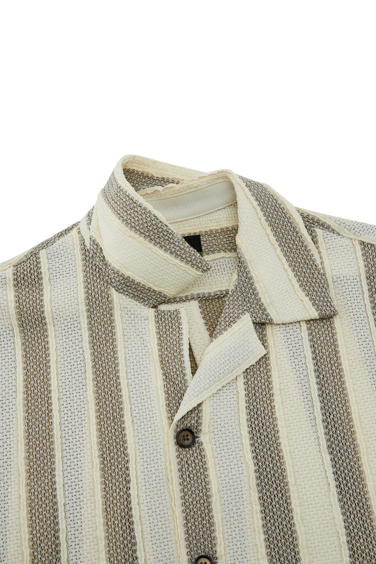 G2000 - Shirts - Poly Knit Stripe Crochet Relax Fit Short Sleeve Casual Shirt
