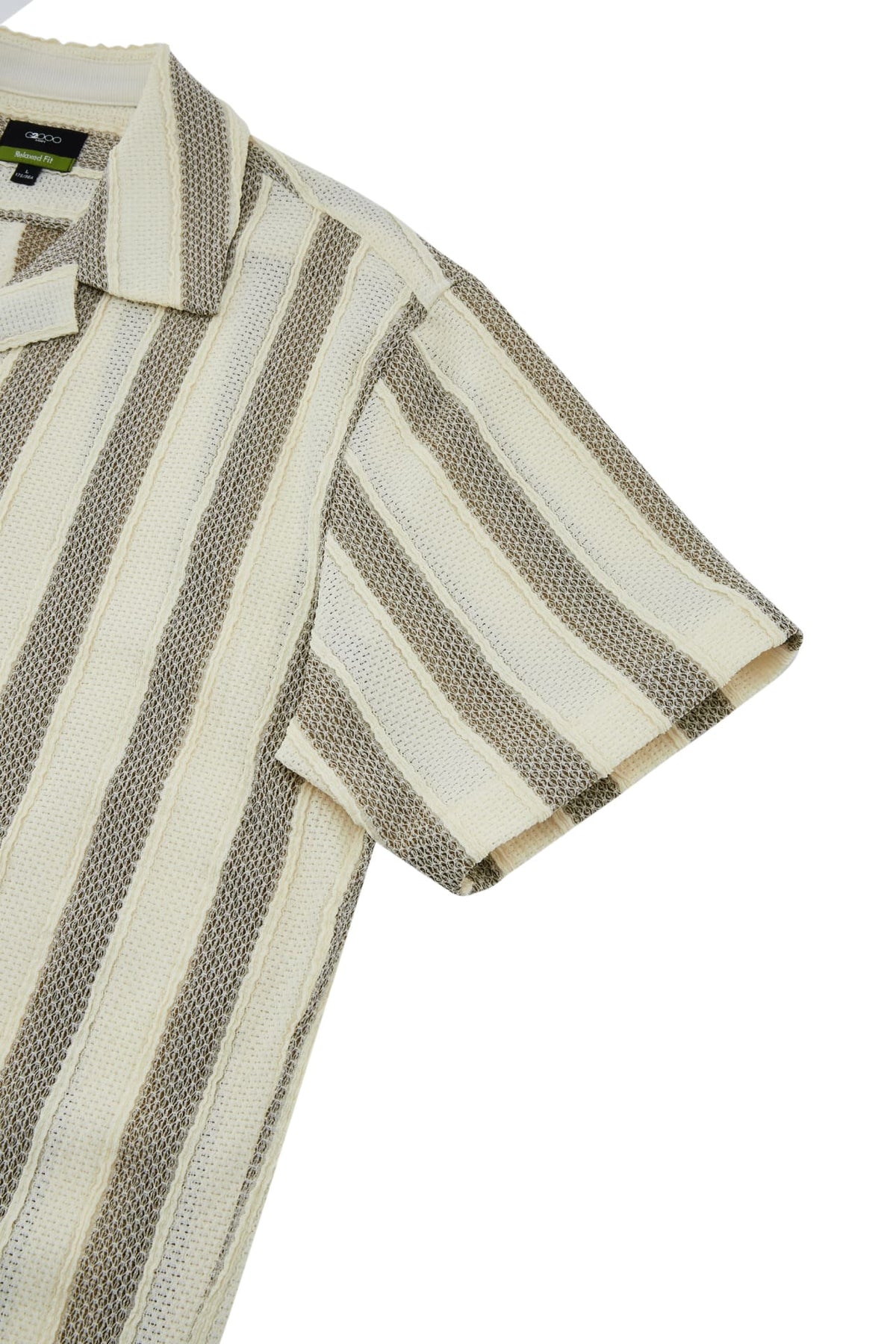 G2000 - Shirts - Poly Knit Stripe Crochet Relax Fit Short Sleeve Casual Shirt