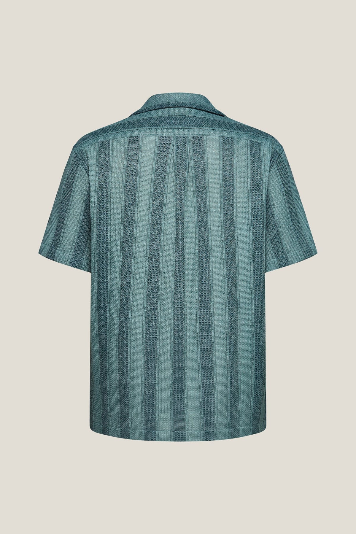 G2000 - Shirts - Poly Knit Stripe Crochet Relax Fit Short Sleeve Casual Shirt