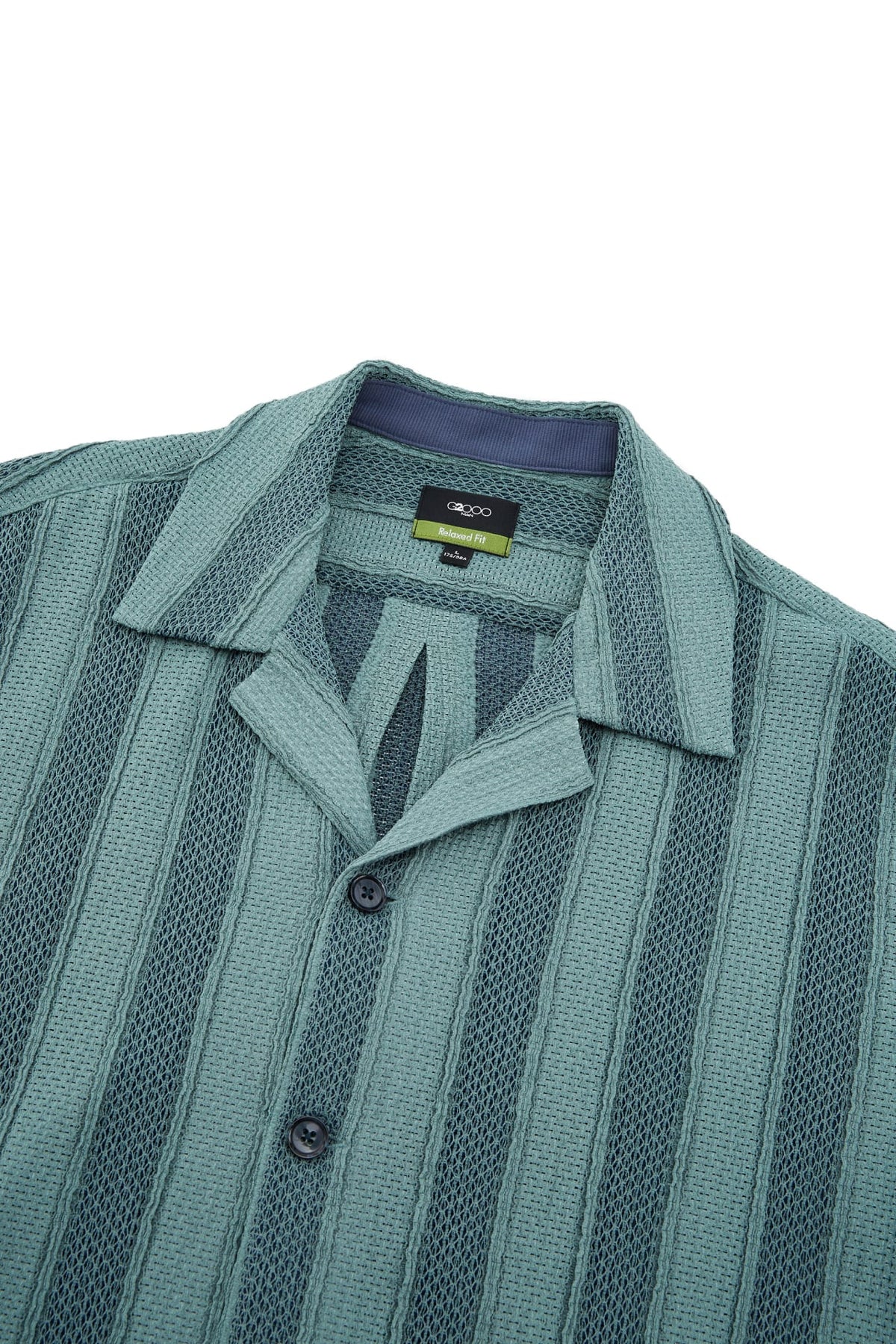 G2000 - Shirts - Poly Knit Stripe Crochet Relax Fit Short Sleeve Casual Shirt