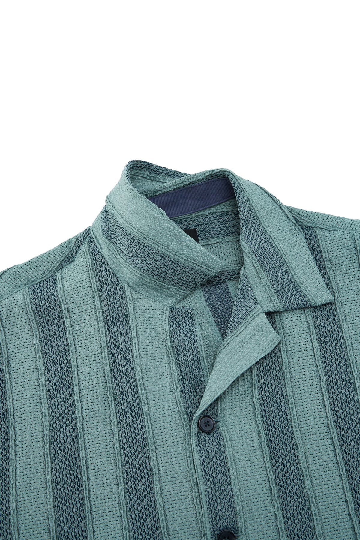 G2000 - Shirts - Poly Knit Stripe Crochet Relax Fit Short Sleeve Casual Shirt