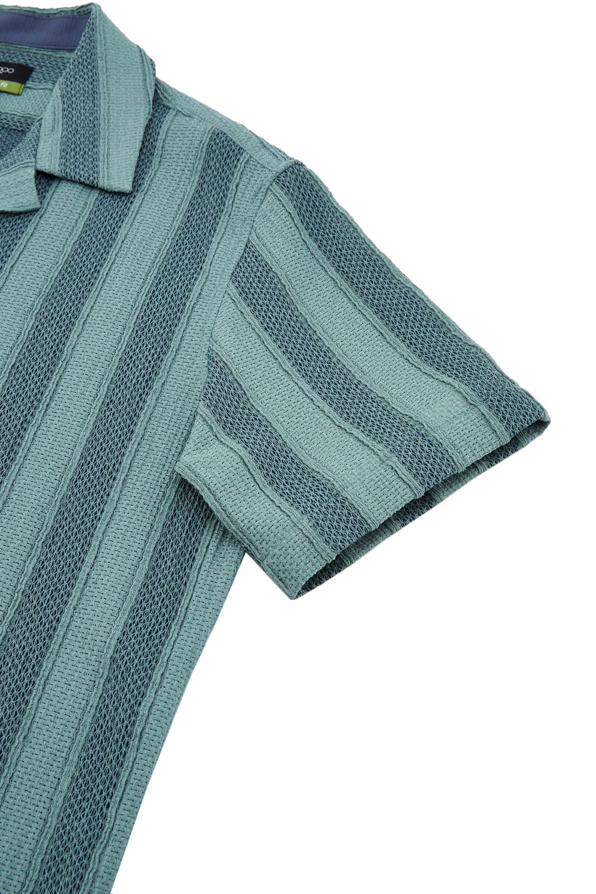 G2000 - Shirts - Poly Knit Stripe Crochet Relax Fit Short Sleeve Casual Shirt
