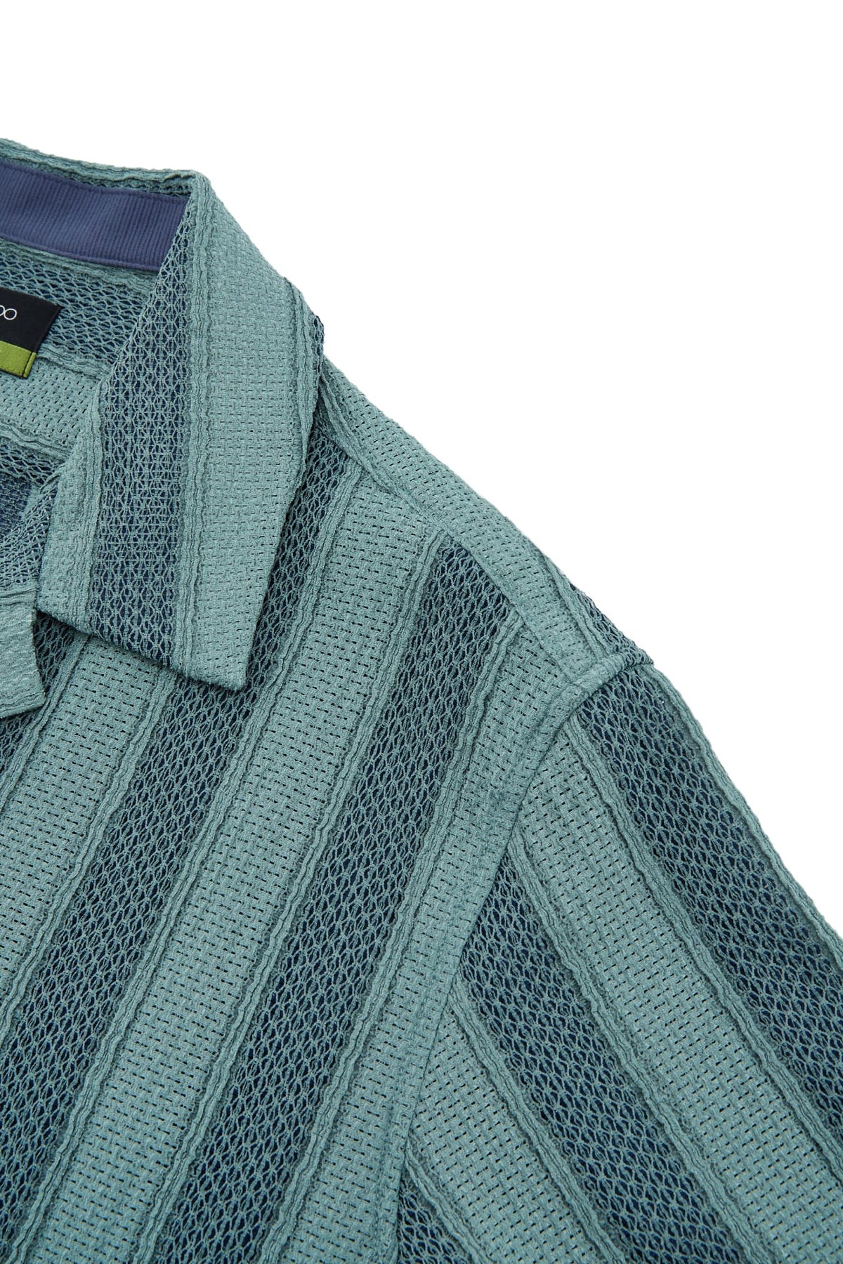 G2000 - Shirts - Poly Knit Stripe Crochet Relax Fit Short Sleeve Casual Shirt