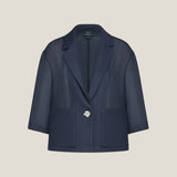 Poly Viscose Leno Weave Oversized Fit Casual Blazer