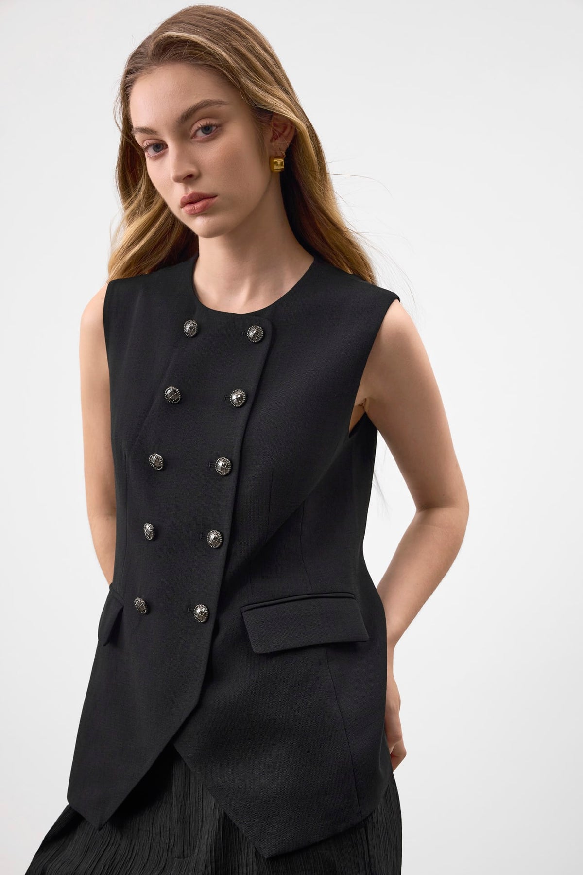 G2000 Suits Poly Rayon Dobby Twill Easy Fit Waistcoat Black Easy Fit