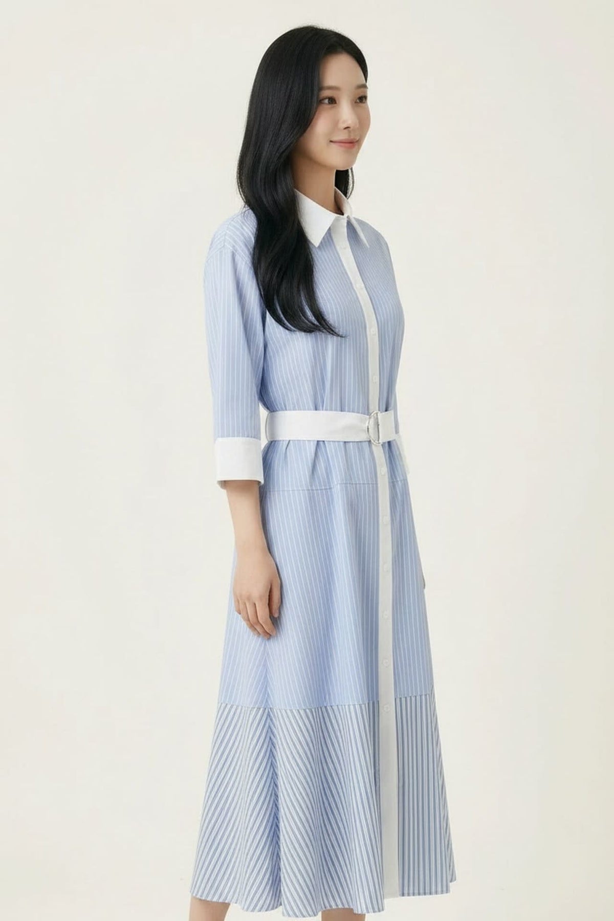 G2000 Dresses Pure Cotton Mixed Stripe Maxi Shirt Dress