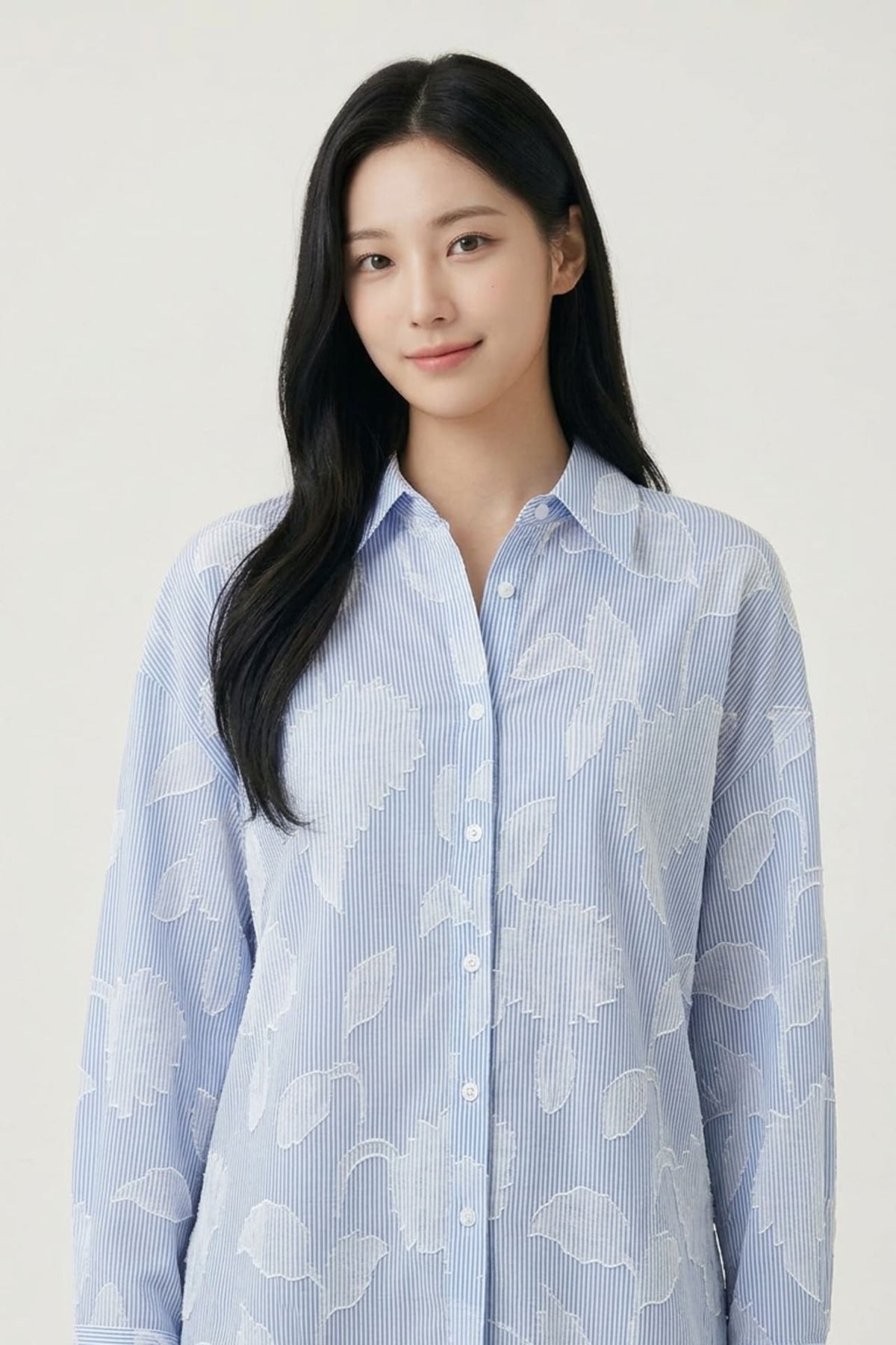 G2000 Shirts Pure Cotton V-Neck Striped Floral Jacquard Relax Fit Casual Shirt Deep Water Relaxed