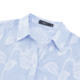 Pure Cotton V-Neck Striped Floral Jacquard Relax Fit Casual Shirt