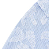 Pure Cotton V-Neck Striped Floral Jacquard Relax Fit Casual Shirt