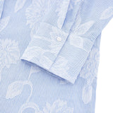 Pure Cotton V-Neck Striped Floral Jacquard Relax Fit Casual Shirt