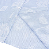 Pure Cotton V-Neck Striped Floral Jacquard Relax Fit Casual Shirt
