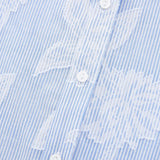 Pure Cotton V-Neck Striped Floral Jacquard Relax Fit Casual Shirt