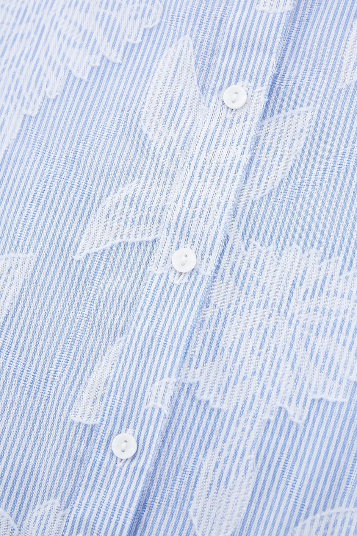 G2000 - Shirts - Pure Cotton V-Neck Striped Floral Jacquard Relax Fit Casual Shirt
